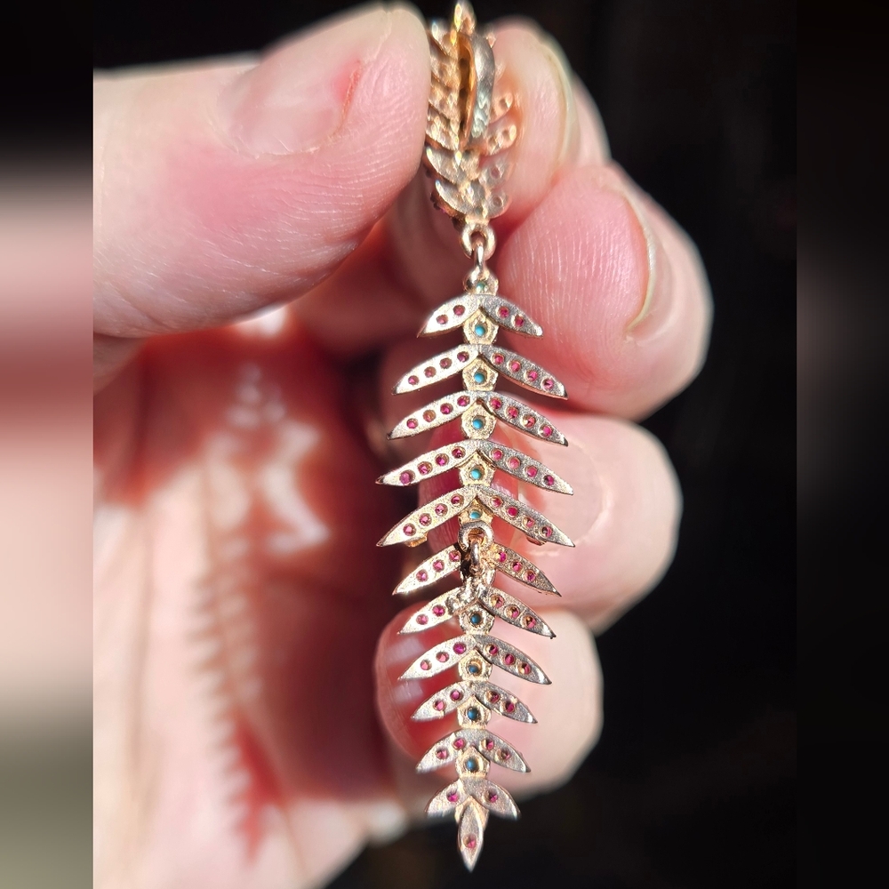 Ruby & Turquoise sterling & rosegold pendant - Picture 7 of 8